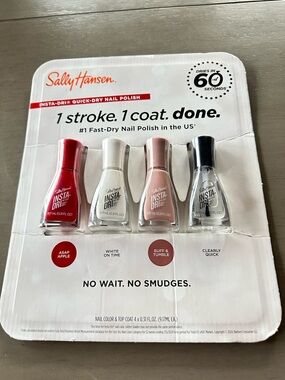 NEW Sally Hansen Insta-Dri 4-Pack Nail Polish - Red, White, Nude, Clear